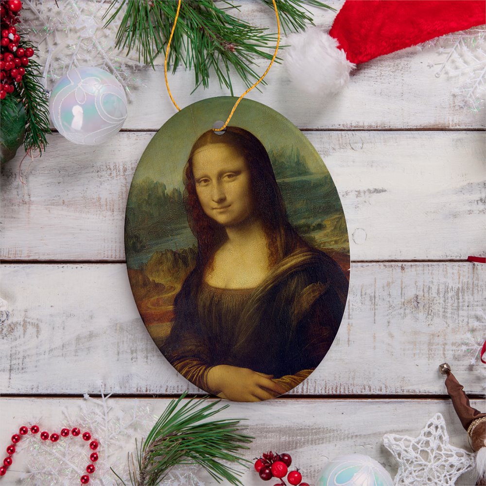 Leonardo da Vinci Mona Lisa Ceramic Ornament, Famous Painting Christmas Decoration Souvenir