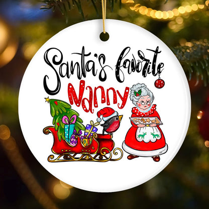 Santa’s Favorite Nanny Christmas Ornament, Babysitter Appreciation Gift