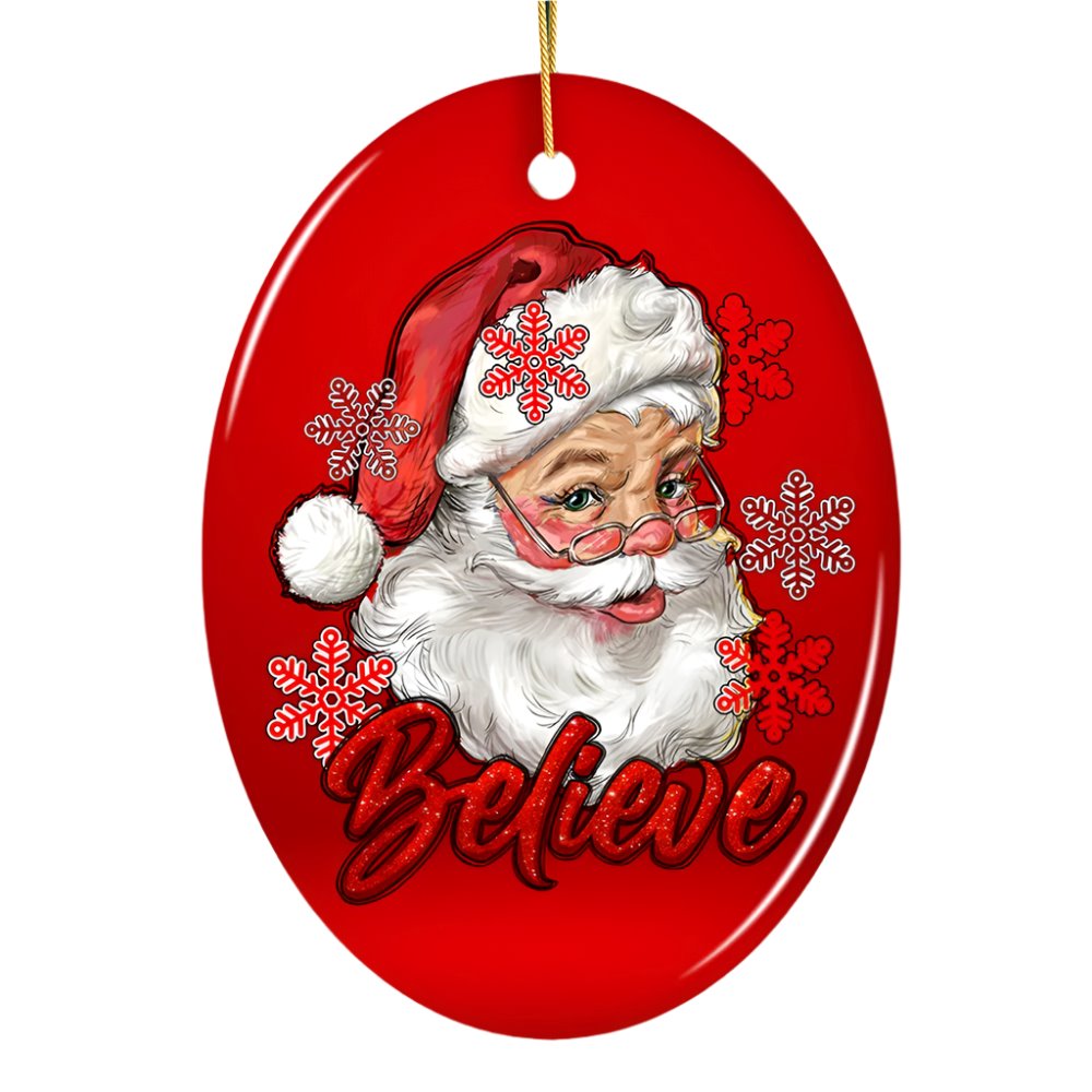 Vintage Believe Santa Christmas Ornament