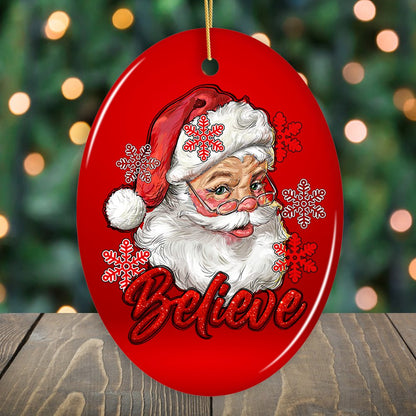 Vintage Believe Santa Christmas Ornament