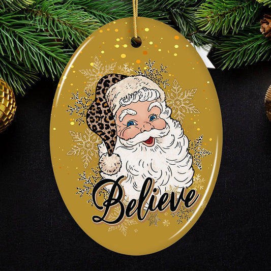 Vintage Believe Santa Christmas Ornament