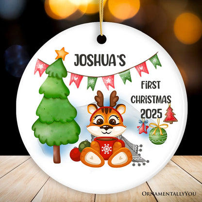 Kid’s First Christmas Baby Animal Theme Ornament with Tiger, Deer, Penguin