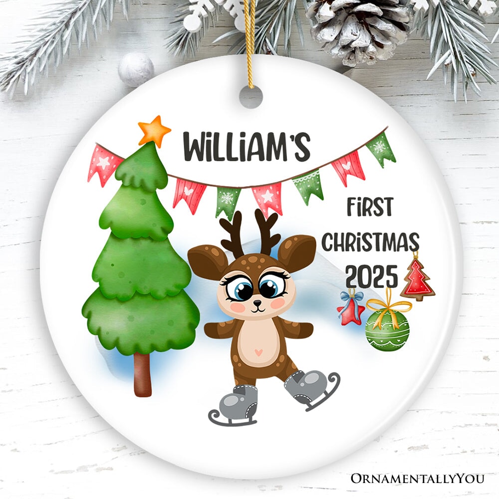 Kid’s First Christmas Baby Animal Theme Ornament with Tiger, Deer, Penguin