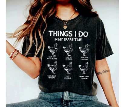Funny Chicken Tshirt, Things I Do In My Spare Time Gift Shirt, Cute Mom Sweatshirt, Farm Family Girl Tote Bag,Chickens Lover Dad Gifts shirt