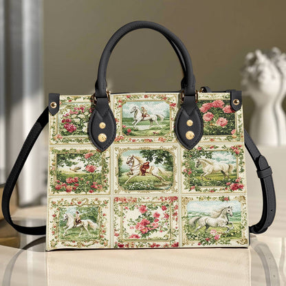 Leather Bag Horse Charm Floral Grace