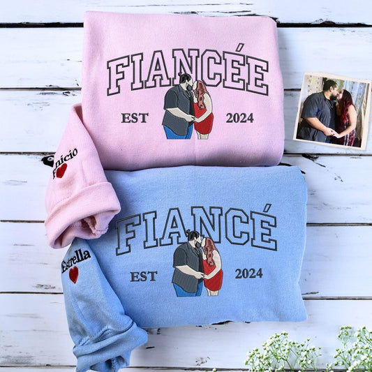 Fiancee and Fiance Sweatshirt or Hoodie, Personalized Embroidered Wedding Gifts for Couples
