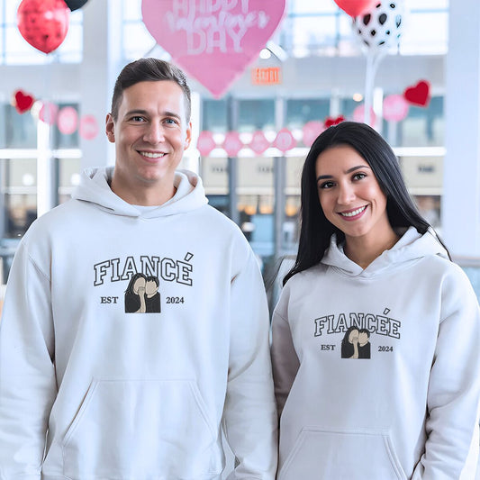 Fiancee and Fiance Sweatshirt or Hoodie, Personalized Embroidered Wedding Gifts for Couples