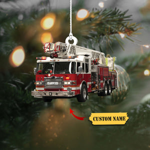 Fire Truck Personalized Mica Ornament, Christmas gift, Ornament Firefighter Christmas, Ornament For Gift