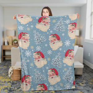 Vintage Santa Claus with Gift Christmas Quilt Bedding Set, Retro Santa Christmas Quilt Blanket, Christmas Gift, Christmas House decor