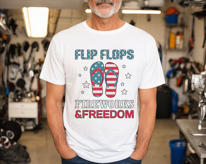 Flip Flops Fireworks And Freedom Shirt, 4th Of July Shirt, Independence Day T-shirt, Patriotic American Flag Shirt, Fourth Of July Tee1