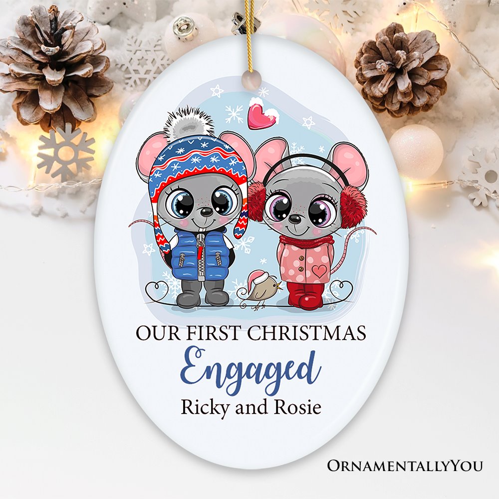 Our First Christmas Married-Engaged Mouse Ornament