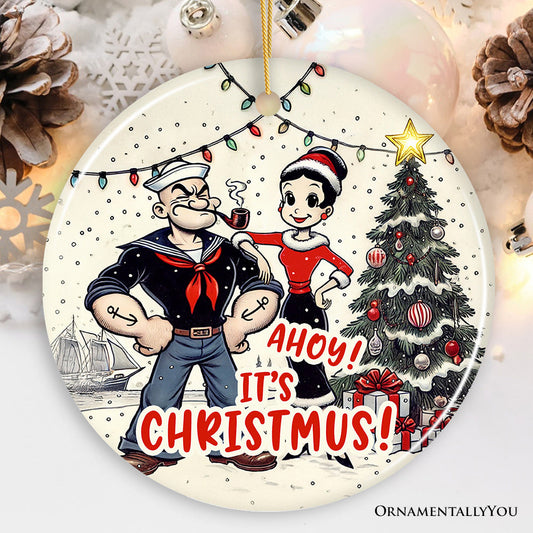 Ahoy! It's Christmus! Popeye and Olive Ornament, Vintage Sailor Christmas Gift and Keepsake