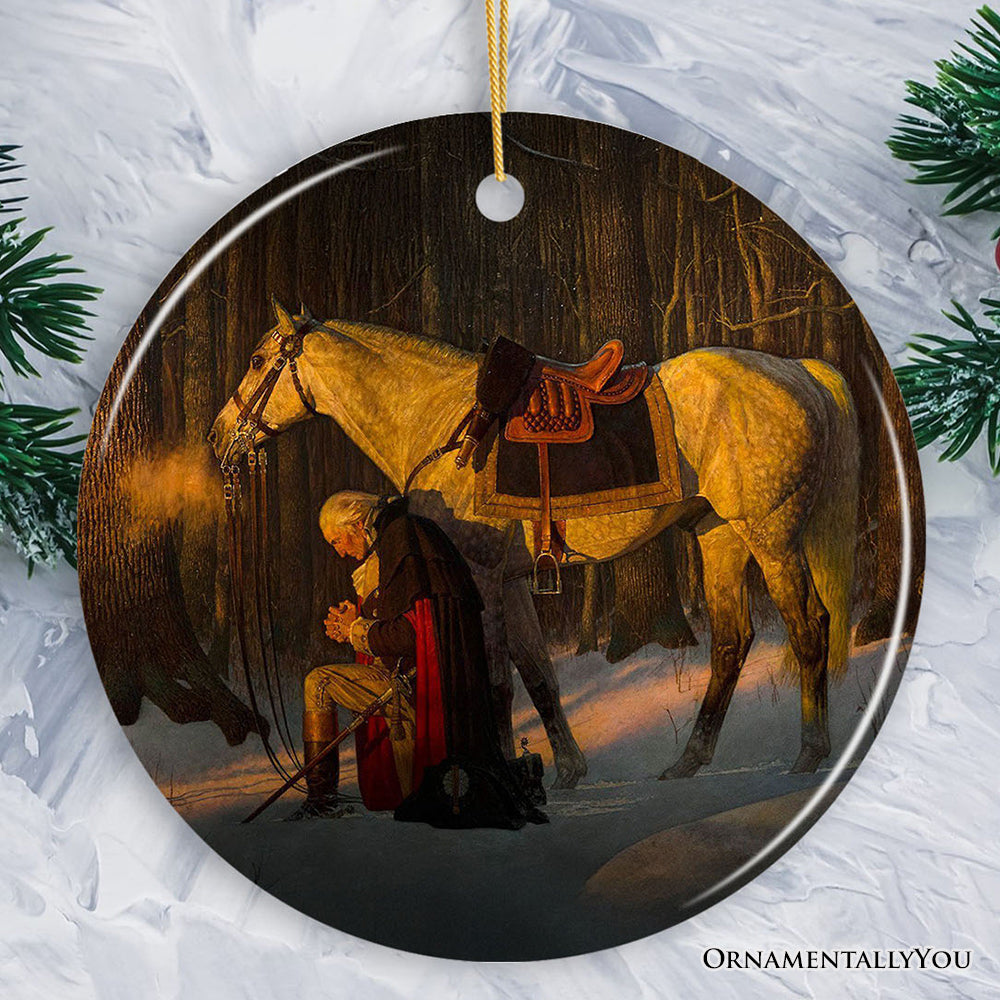 Arnold Friberg Prayer at Valley Forge Ornament, Historical and Patriotic George Washington Christmas Gift and Keepsake