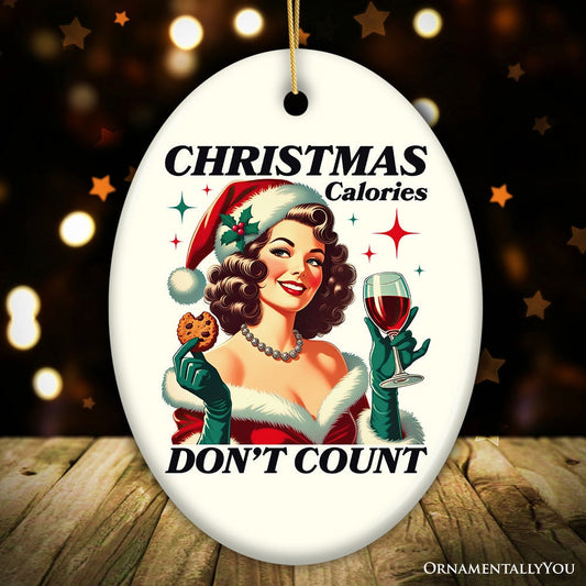 Christmas Calories Don't Count Ornament, Glamorous Holiday Indulgence Vintage Decor