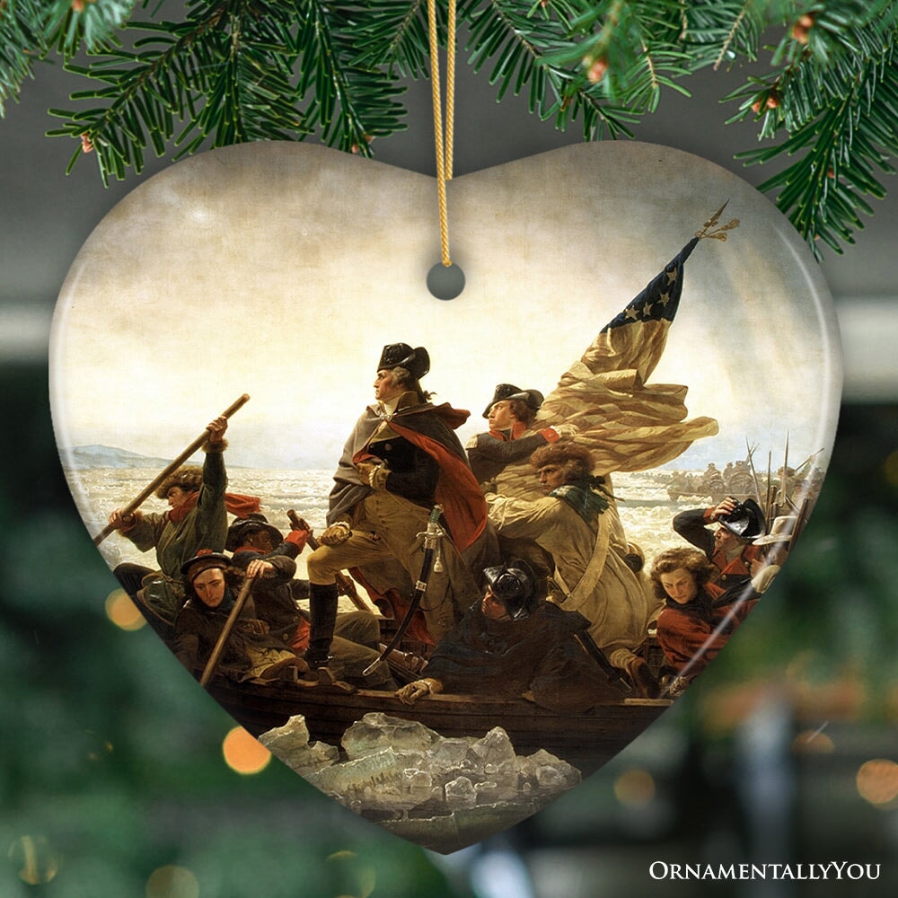 Famous Crossing of the Delaware 1776 Vintage Ornament, George Washington Revolutionary War Souvenir