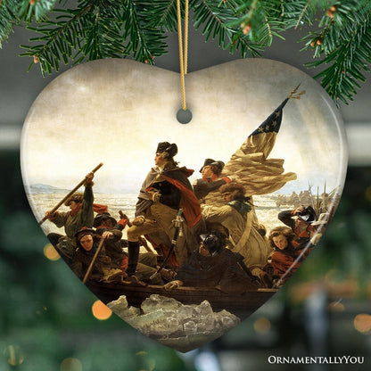 Famous Crossing of the Delaware 1776 Vintage Ornament, George Washington Revolutionary War Souvenir