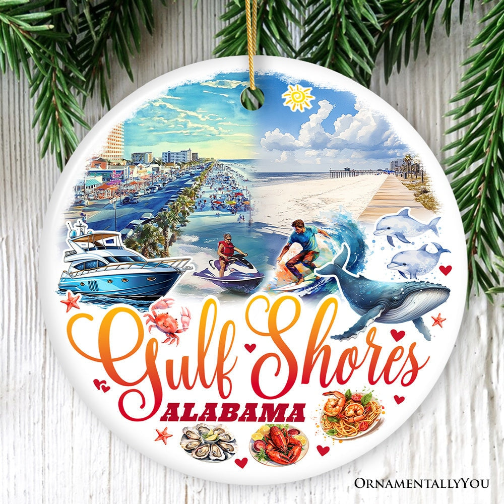 Gulf Shores Christmas Ornament, Alabama's Coastal Souvenir and Tree Decor