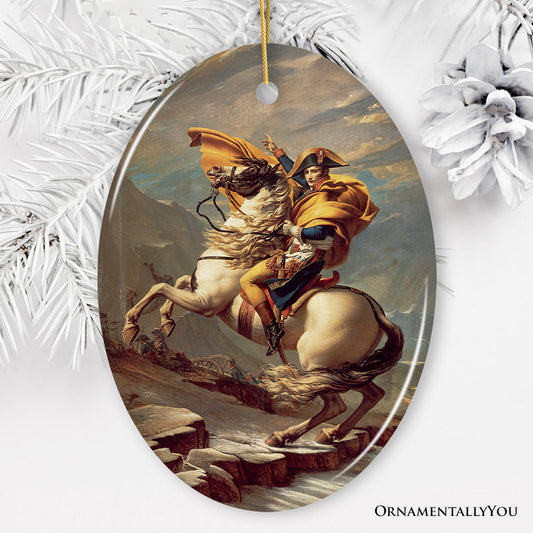 Jacques-Louis David Napoleon Crossing the Alps Ornament, Famous French Revolution Painting Christmas Decor and Souvenir