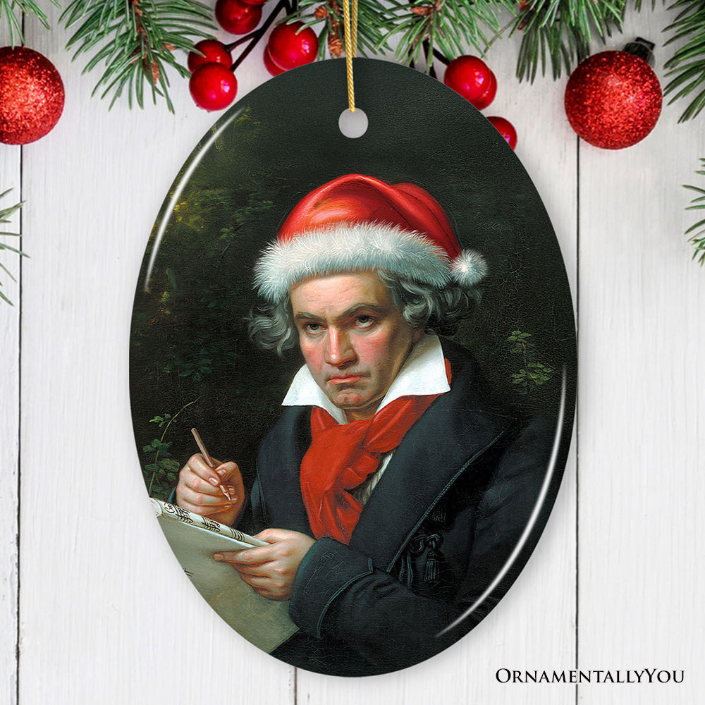 Santa Beethoven Christmas Ornament, Composer Holiday Gift for Classical Musicians