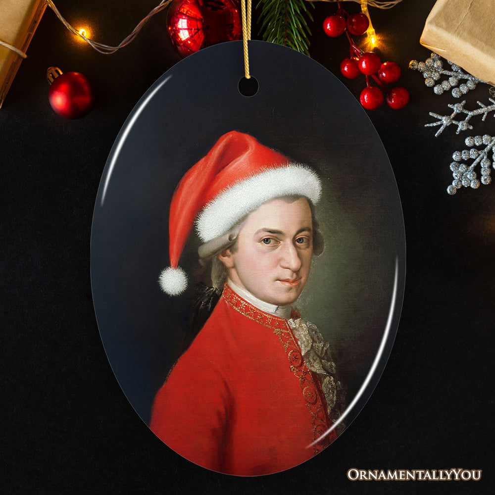 Santa Mozart Christmas Ornament, Baroque Holiday Gift for Musician