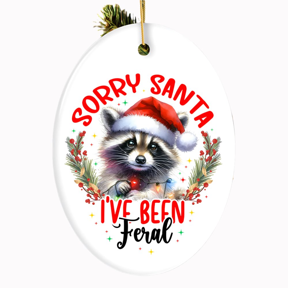 Sorry Santa I've Been Feral Ornament, Funny Raccoon Christmas Gift and Decor