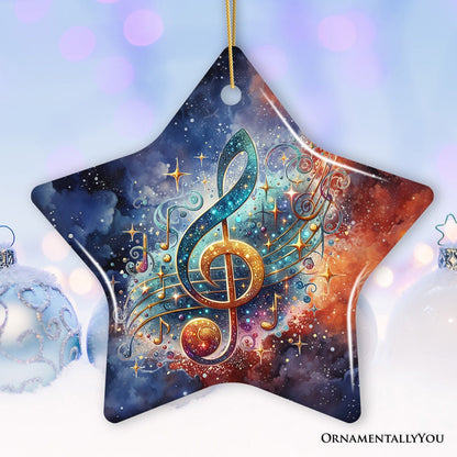 Treble G-Clef Cosmic Melodic Symphony Ornament, Festive Holiday Decor, Musician Souvenir