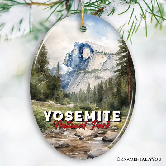 Watercolor Painting of El Capitan in Yosemite National Park Ornament, for Christmas Souvenir