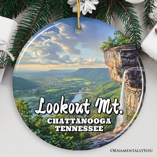 Adventurous Chattanooga Mountain Town Ornament, Tennessee Lookout Point Christmas Gift and Scenic Outdoor Souvenir