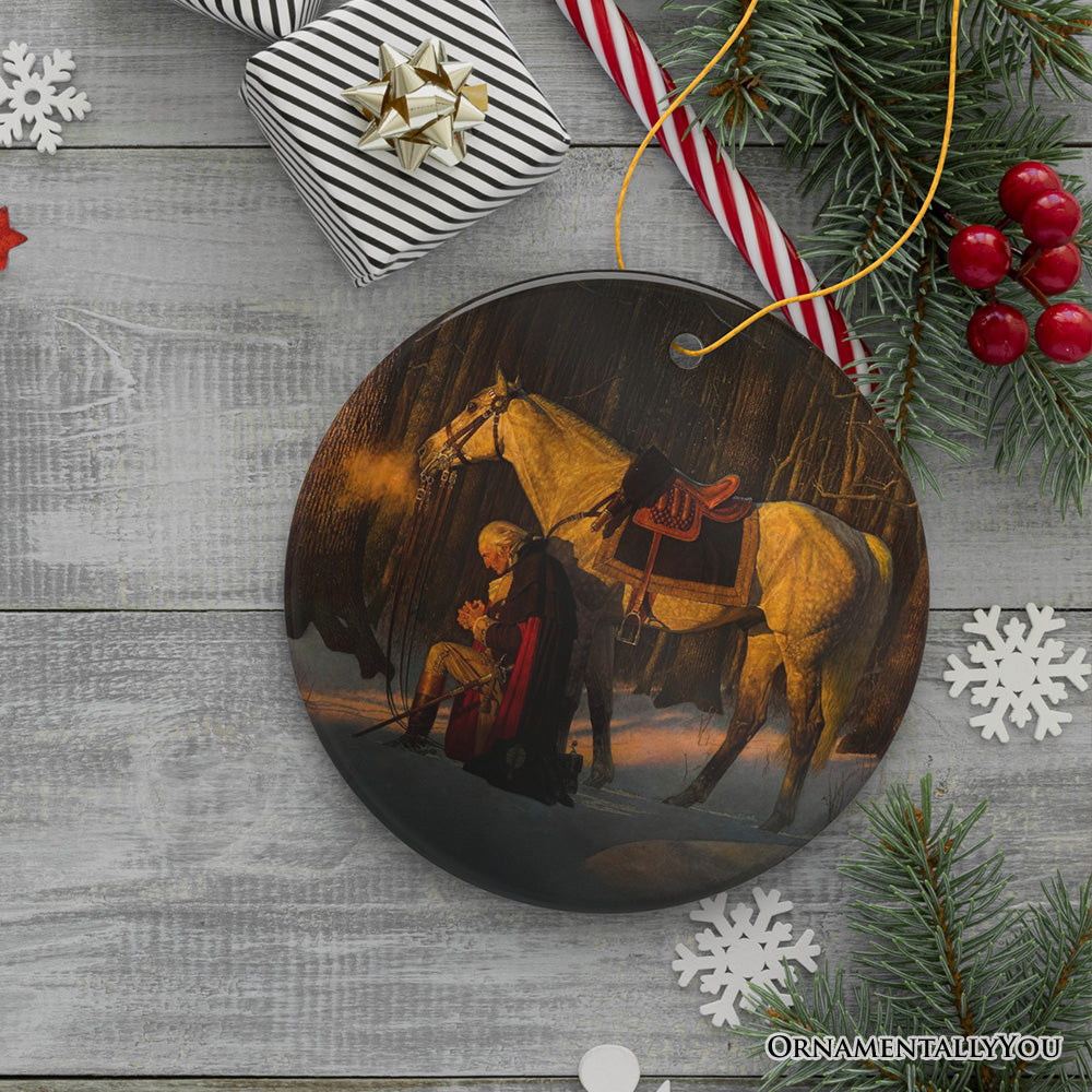 Arnold Friberg Prayer at Valley Forge Ornament, Historical and Patriotic George Washington Christmas Gift and Keepsake