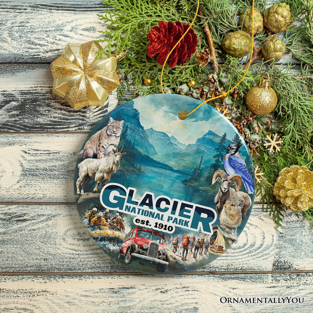 Artistic Glacier National Park Adventure Handmade Ceramic Ornament, Montana Souvenir and Gift