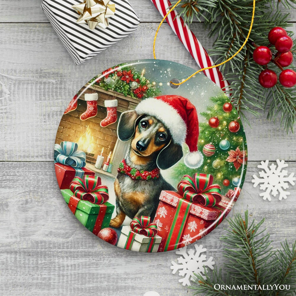 Festive Dachshund Delight Ornament, Joyful Gift and Decor for Christmas Tree