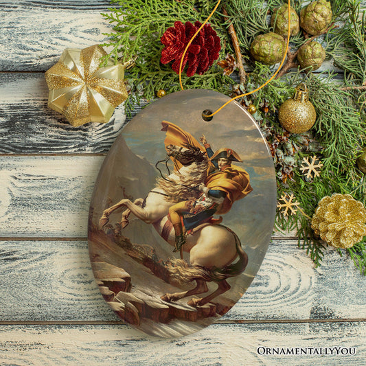 Jacques-Louis David Napoleon Crossing the Alps Ornament, Famous French Revolution Painting Christmas Decor and Souvenir