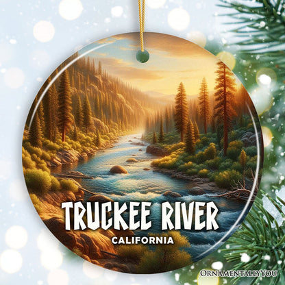 Lively Truckee Mountain Town Ornament, California River Charm and Outdoor Explorer Christmas Gift