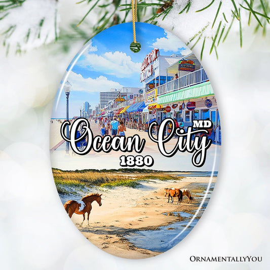Ocean City Ceramic Ornament, Maryland Coastal Themes Christmas Decoration and Gift