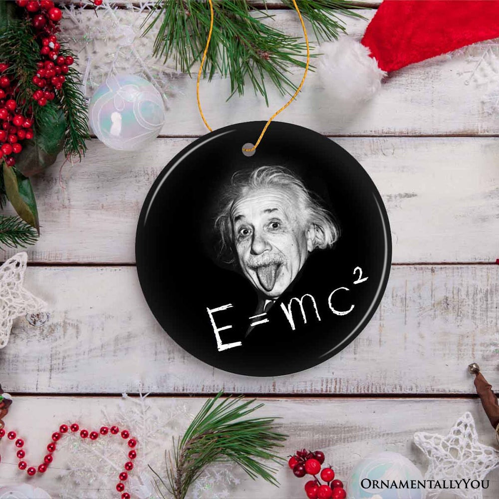 Physics Genius Albert Einstein Ceramic Ornament, Famous Equation E=mc² Keepsake and Decor