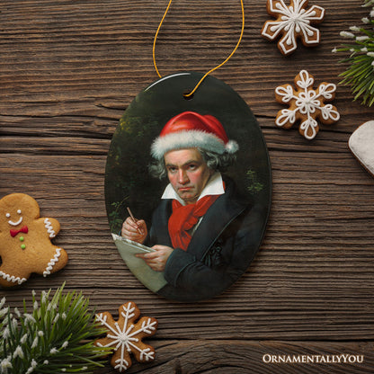 Santa Beethoven Christmas Ornament, Composer Holiday Gift for Classical Musicians
