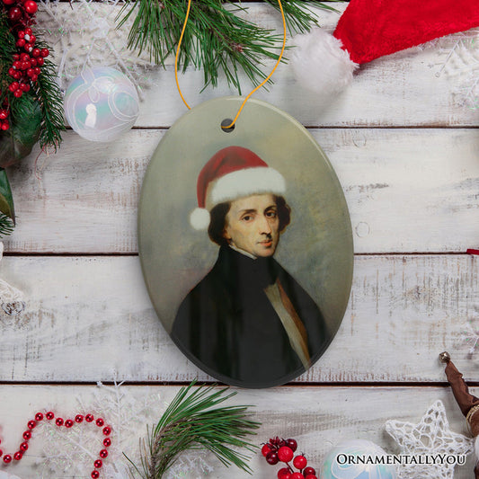 Santa Chopin Christmas Ornament, Composer Holiday Gift for Classical Musicians