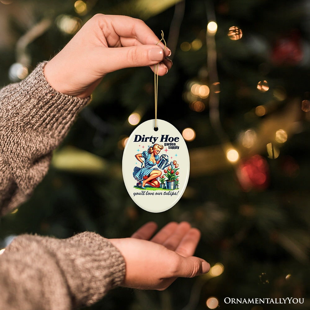 Dirty Hoe Garden Supply Ornament, Retro Gift and Decor for Flirty Gardener
