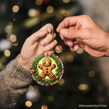 Golden Gingerbread Man Delight Ornament, Radiant Holiday Guardian for Festive Decor