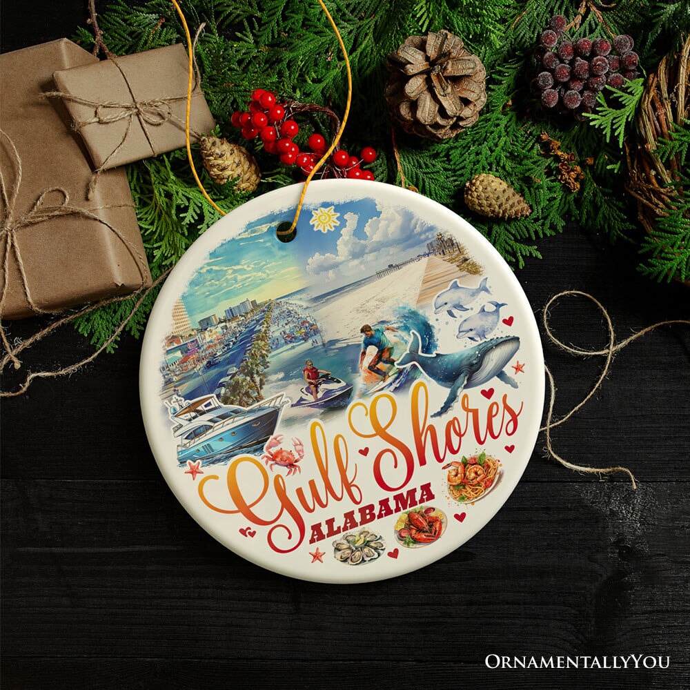 Gulf Shores Christmas Ornament, Alabama's Coastal Souvenir and Tree Decor