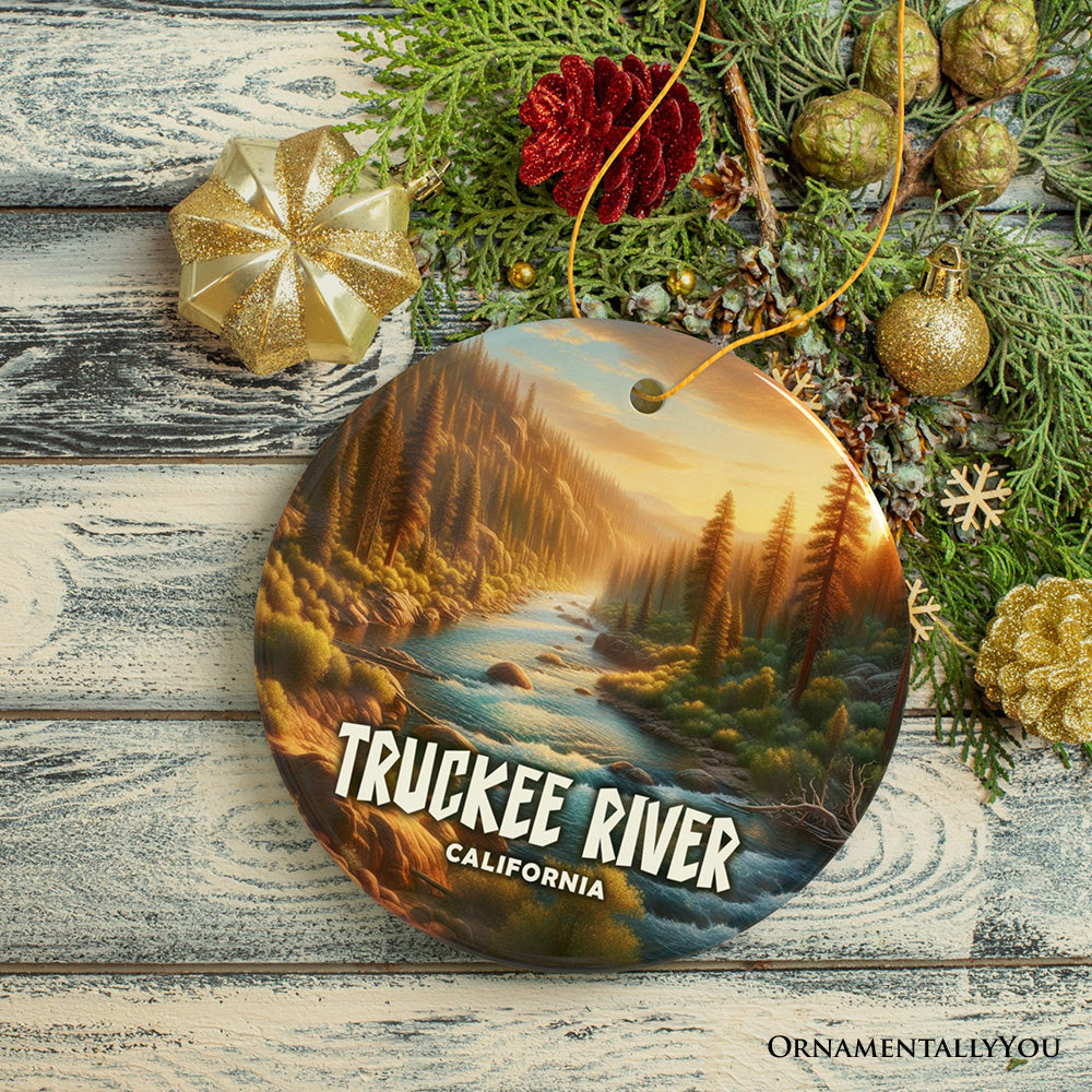 Lively Truckee Mountain Town Ornament, California River Charm and Outdoor Explorer Christmas Gift