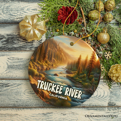 Lively Truckee Mountain Town Ornament, California River Charm and Outdoor Explorer Christmas Gift