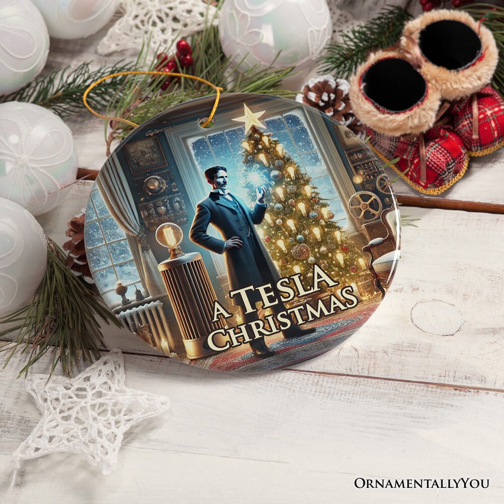 Nikola Tesla Christmas Ornament, Scientific Gift for Science Nerd or Teacher