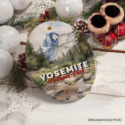 Watercolor Painting of El Capitan in Yosemite National Park Ornament, for Christmas Souvenir