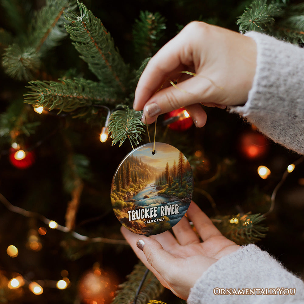 Lively Truckee Mountain Town Ornament, California River Charm and Outdoor Explorer Christmas Gift