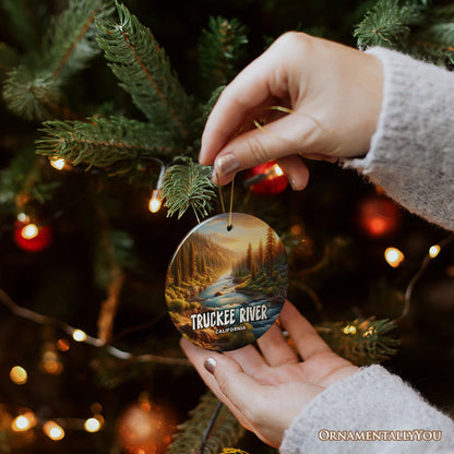 Lively Truckee Mountain Town Ornament, California River Charm and Outdoor Explorer Christmas Gift