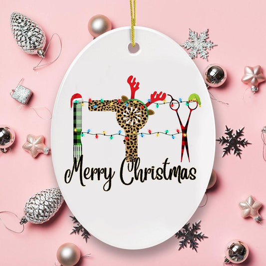 Hairdresser Plaid Merry Christmas Ornament