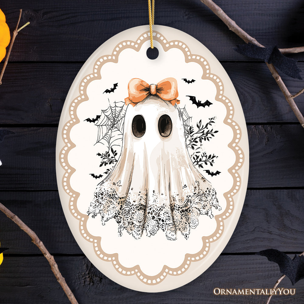 Coquette Ghost Ornament, Cute Halloween Gift and Decor for Girly Ghouls