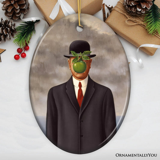 René Magritte The Son of Man Ornament, Vintage Surrealism Painting Christmas Decor