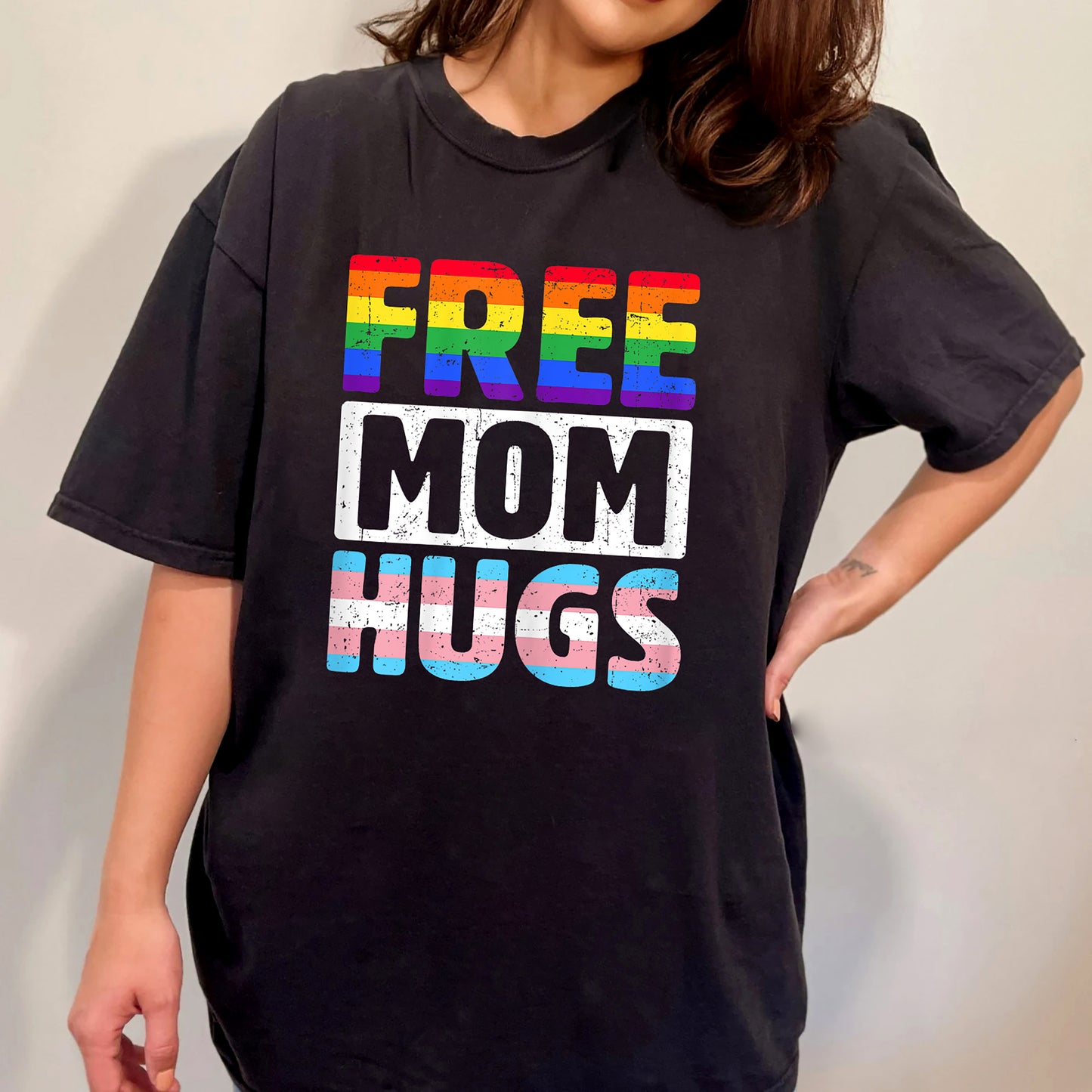 Free Mom Hugs T-Shirt, Proud Mom Apparel, Pride Month TShirt, LGBTQ Mom T-Shirt,Rainbow Gay Pride T-Shirt, Lgbtq Proud Parent Shirt